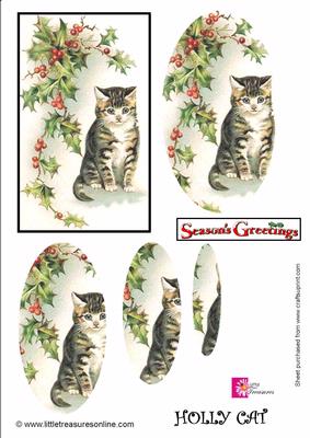 Christmas Holly Cat