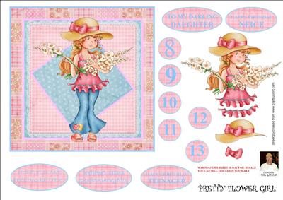 Pretty Flower Girl==6x6 Card