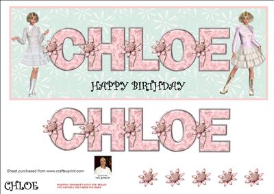 Chloe == Large 3D Dl Card