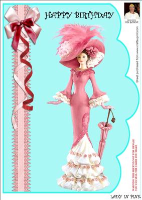 Lady in Pink==a4 Scallop Card Front