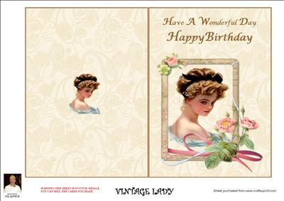 Vintage Lady Cut N Fold 5x7 Card