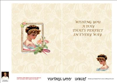 Vintage Lady Cut N Fold Insert 5x7 Card