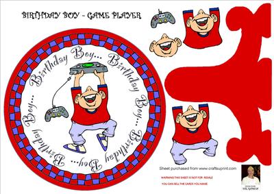 Birthday Boy Game Player - Plate Card