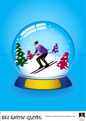 A4 Ski Snow Globe-over the Edge Card