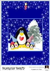 A4 Penguin Party -over the Edge Card