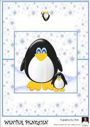A4 Winter Penguin-over the Edge Card