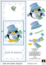 Cosy and Warm Penguin-over the Edge Card