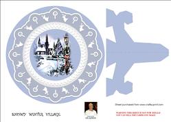 Snowy Winter Village-plate Card