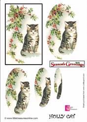 Christmas Holly Cat
