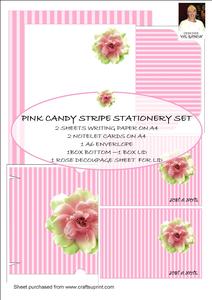 Pink Candy Stripe-stationery Set