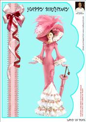 Lady in Pink==a4 Scallop Card Front