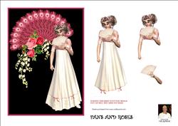Fans and Roses - Card Front with Decoupage