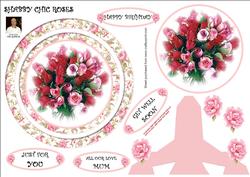 Shabby Chic Roses-plate Card and Stand