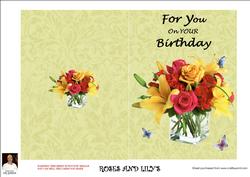Roses and Lily's-cut N Fold 5x7 Card