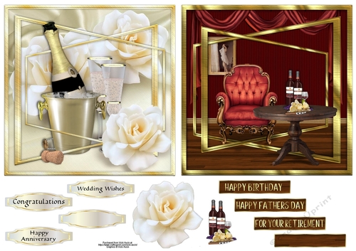 Champagne and Wine 3D Triple Frame Toppers