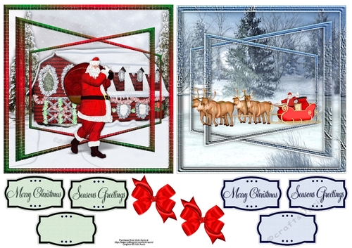 Christmas Santa 3D Triple Frame Toppers