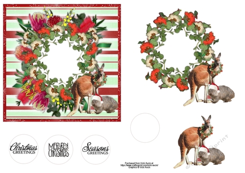 Australian Floral Wreath Christmas Card #1