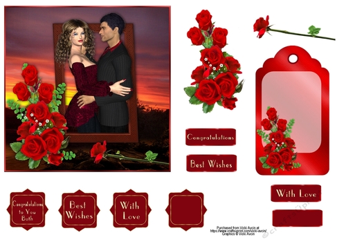 Engagement Couple with Red Roses
