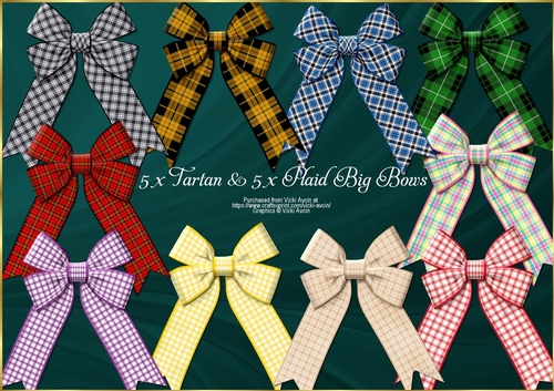 5 Tartan and 5 Plaid Big Bows