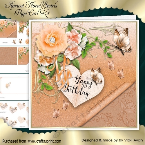 Apricot Floral & Swirl Page Curl Kit