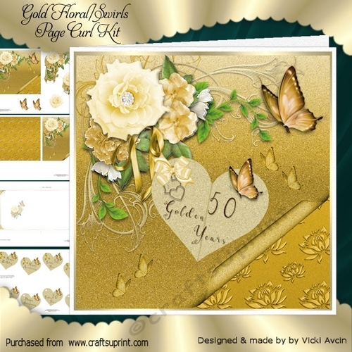 Gold Floral & Swirl Page Curl Kit