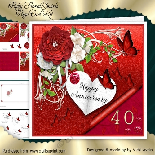 Ruby Red Floral & Swirl Page Curl Kit