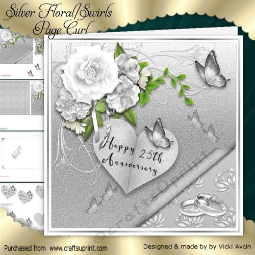 Silver Floral & Swirl Page Curl Kit