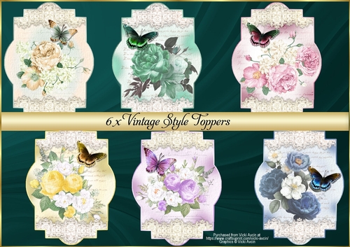 6 x Vintage Style Toppers