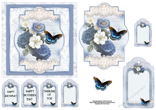 Blue Vintage Style Floral