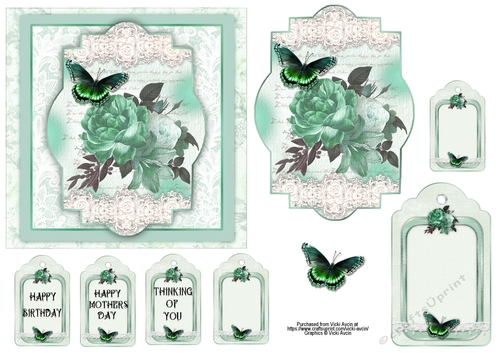 Green Vintage Style Floral
