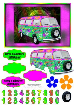 Pink and Green Happy Hippy Birthday