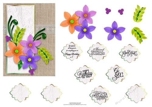 Bright Floral on Hessian Quilled Look 