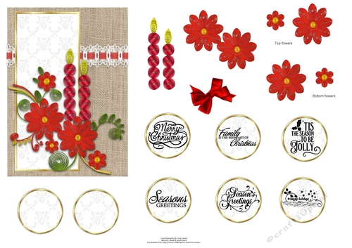 Christmas Floral on Hessian Quilled Look 