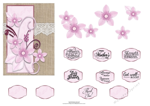 Pretty in Pink Floral on Hessian Quilled Look 