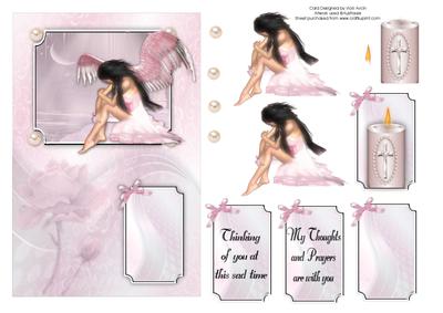Pink Angel Thinking of You or Sympathy Card