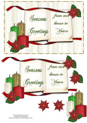 Pointsettia Candles and Book Christmas