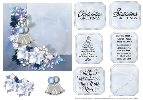 Blue Christmas Floral