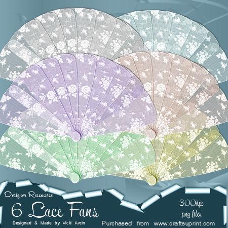 6 Lace Fans Designer Rescource