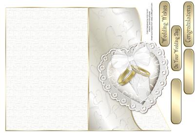 Gold Rings and Heart Pillow Wedding Card