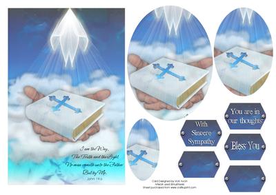 Bible in Hands with Light Sympathy Card