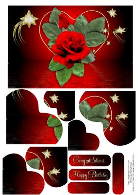 Dark Red Rose in Heart for Birthday or Love