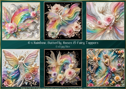 Rainbows, Butterflies, Roses and Fairies Topper Kit