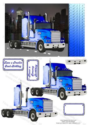 Blue Truck Birthday Card