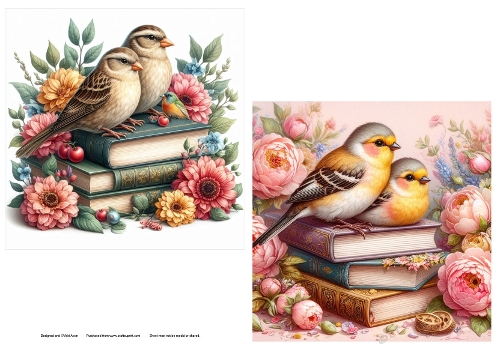 Birds on Books Toppers/Card Fronts 1