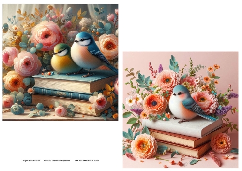 Birds on Books Toppers/Card Fronts 3