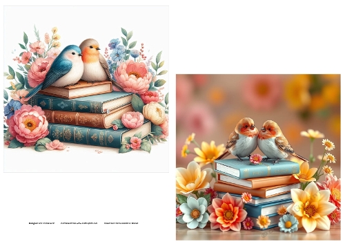 Birds on Books Toppers/Card Fronts 4