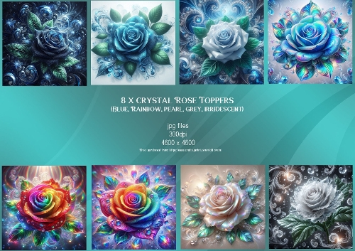 Crystal Roses. (Blues, Rainbow, Grey, Irridescent)