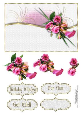 Pink Roses Birthday or Get Well