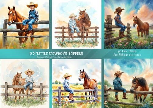 6 x Little Cowboy Toppers