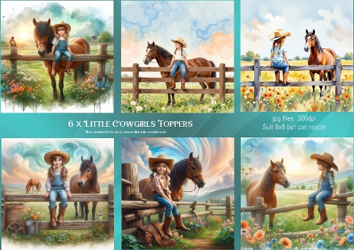 6 x Little Cowgirl Toppers